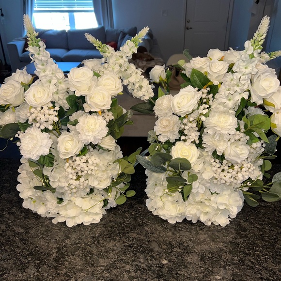 Wedding Flowers Elegant White Floral Arrangement set of 2 - Picture 1 of 6